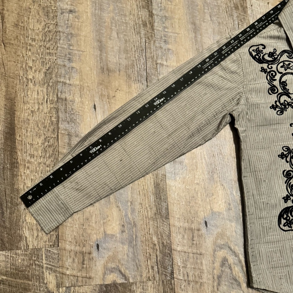 191 Unlimited Boys Button Down Shirt Gray Black Embroidered Western Style Size M - Picture 3 of 13